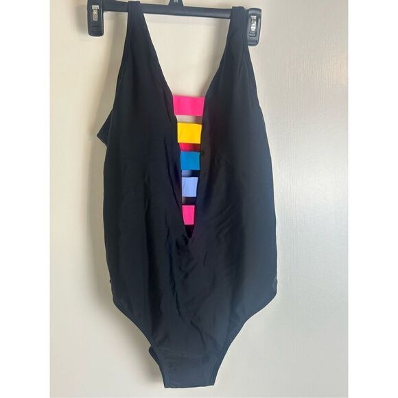 DKNY NWT size 14 black one piece swimsuit - Picture 2 of 6